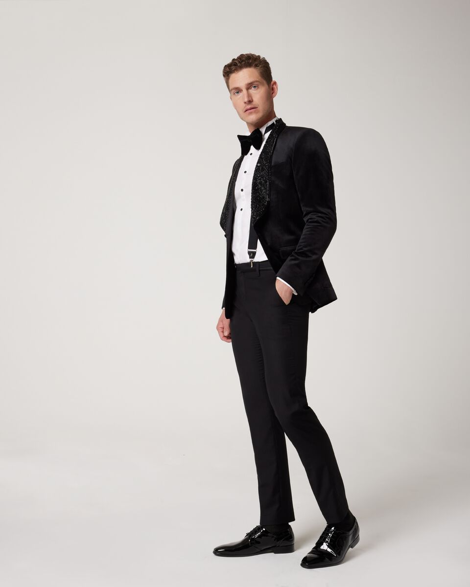 Slim Fit Tuxedo With Hand-Beaded Shawl Collar